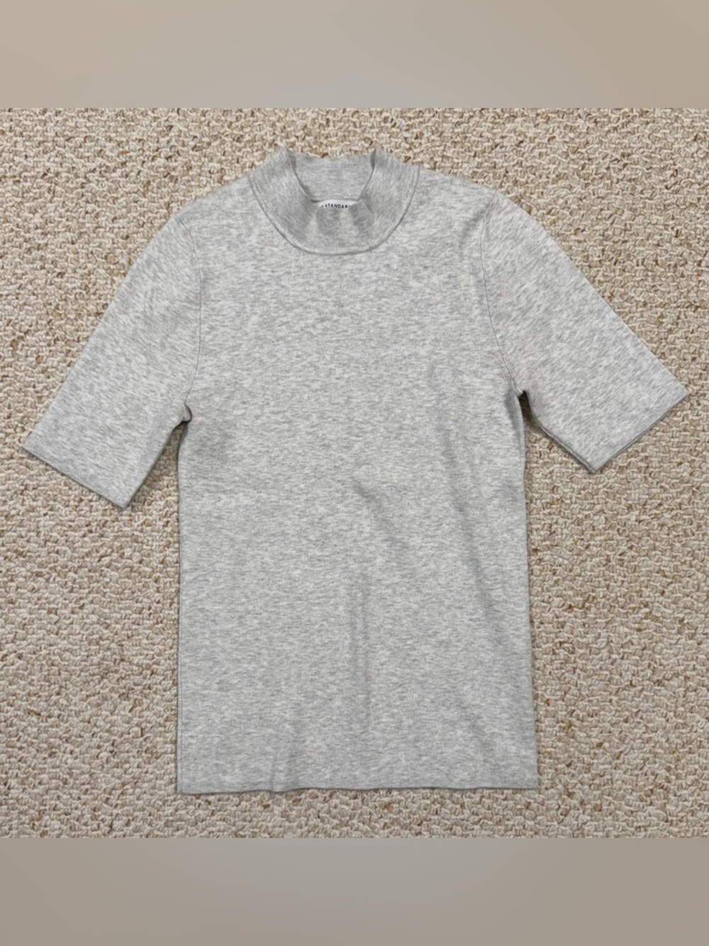 Banana Republic - BR Standard - Light Gray Mock Neck Short Sleeve Shirt